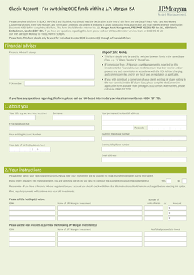 J.P. Morgan ISA Fund Switching Form