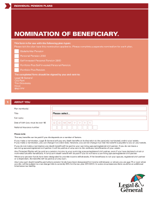 Individual Pension Plans Beneficiary Nomination Form