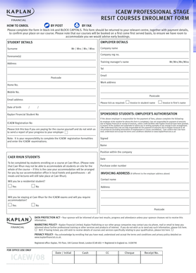 ICAEW Professional Stage Resit Courses Enrolment Form
