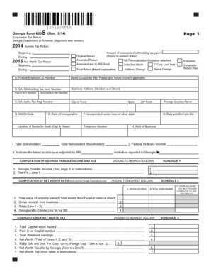 Georgia Form 600S Corporation Tax Return