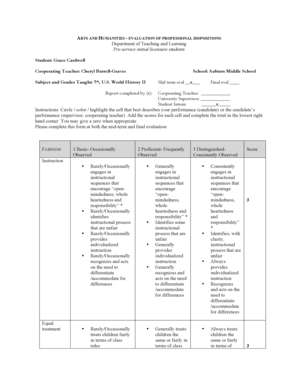 Teacher Disposition Evaluation Form