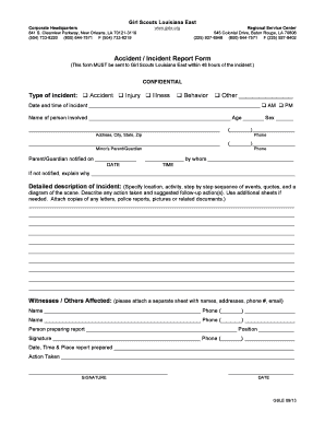 Accident / Incident Report Form - Girl Scouts - gsle