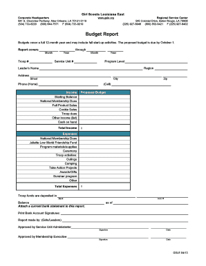 Girl Scouts Louisiana East Budget Report