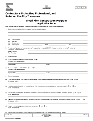 Contractor’s Protective Professional Pollution Liability Insurance Application
