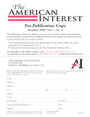 The American Interest Subscription Form