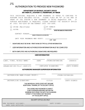 Authorization to Provide New Password