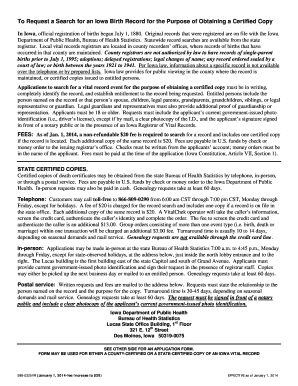 Iowa Birth Record Application Form