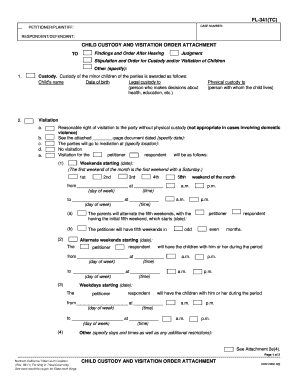 Child Custody and Visitation Order Attachment