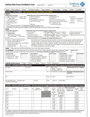 Anthem Blue Cross Enrollment Form