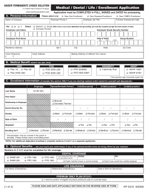 Kaiser Permanente Medical/Dental/Life Enrollment Application