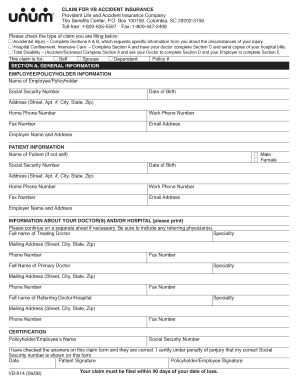 Claim for VB Accident Insurance