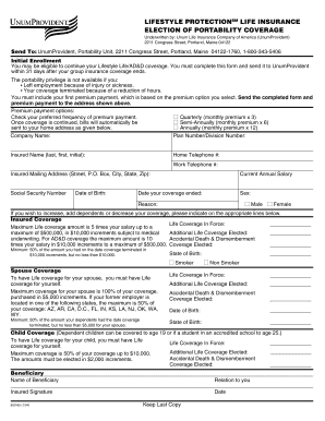 Lifestyle Life Insurance Portability Coverage Election