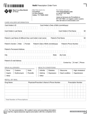 Refill Prescription Order Form