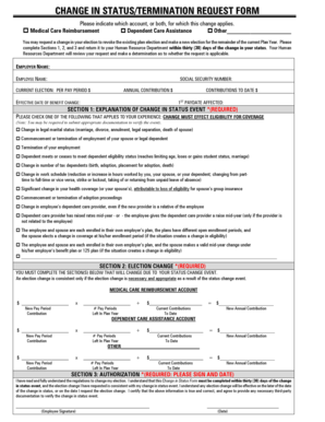 Change in Status/Termination Request Form