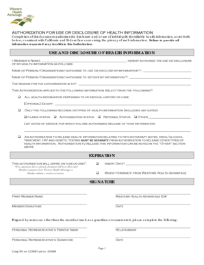 Authorization for Use or Disclosure of Health Information