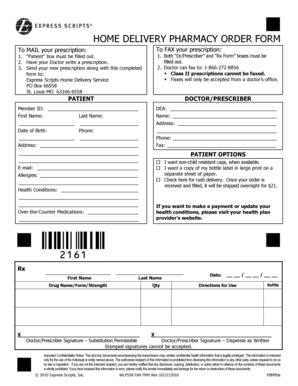 Home Delivery Pharmacy Order Form