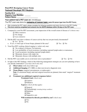 Post-PET Cancer Form