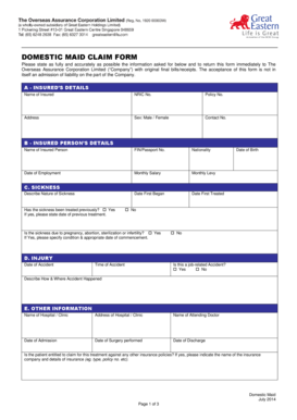 Domestic Maid Claim Form