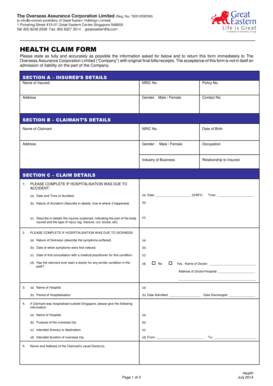 Health Claim Form