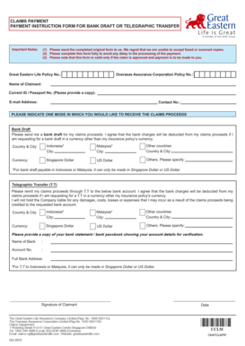 Claims Payment Instruction Form