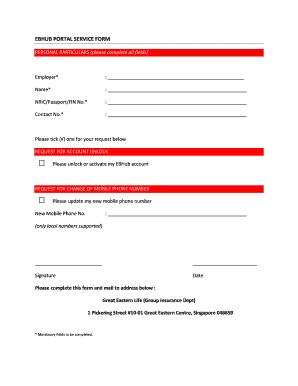 EBHub Portal Service Form