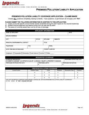 Premises Pollution Liability Coverage Application