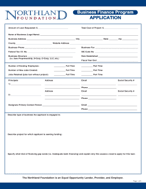 Business Finance Program Application