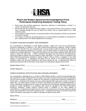 IHSA Performance-Enhancing Substance Testing Agreement
