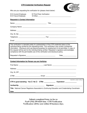CTR Credential Verification Request