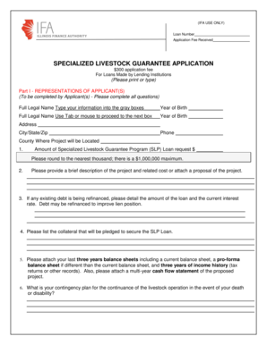 Specialized Livestock Guarantee Application