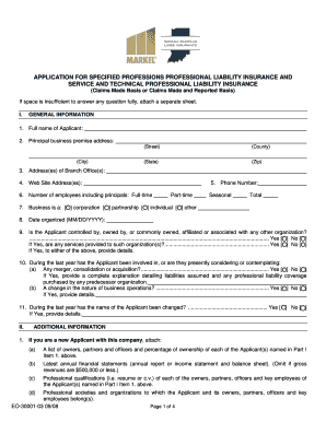 Professional Liability Insurance Application