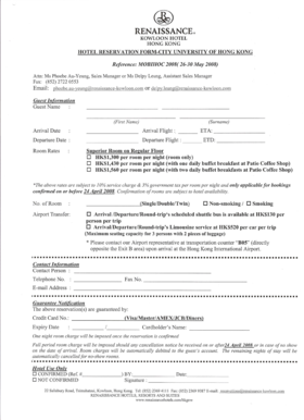 Renaissance Kowloon Hotel Reservation Form