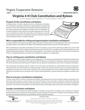 Virginia 4-H Club Constitution and Bylaws