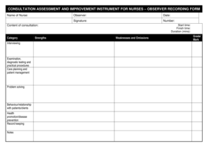 Nurse Consultation Assessment Form