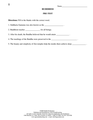 Buddhism Pre-Test and Viewer's Guide