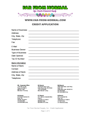 Far From Normal Supply Credit Application