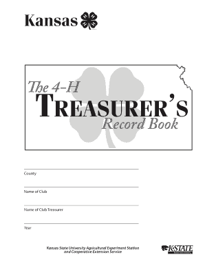 4-H Club Treasurer Record Book