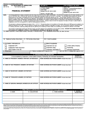 USDA Financial Review Form WA-51