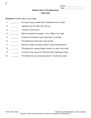 Weather Smart Thunderstorms Quiz