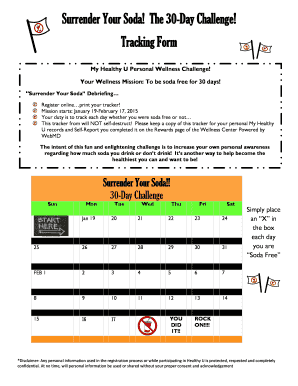 Soda Free Challenge Tracking Form