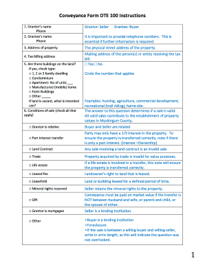Ohio Conveyance Form DTE 100 Instructions