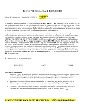 Employee Release and Disclosure Form