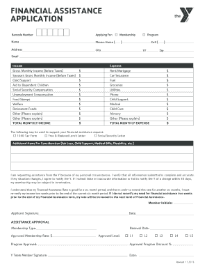 Financial Assistance Application Form
