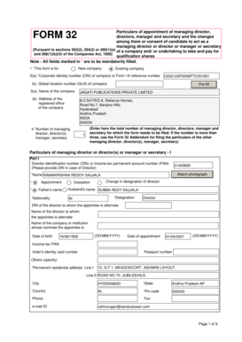 Form 32 for Appointment of Directors