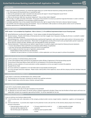Butterfield Business Loan/Overdraft Application