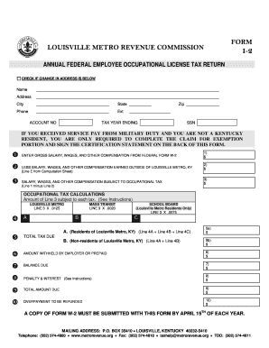 Louisville Metro Federal Employee Occupational Tax Return