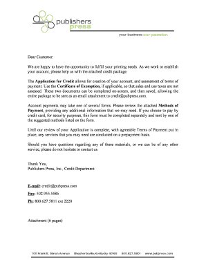 Application for Credit and Certificate of Exemption