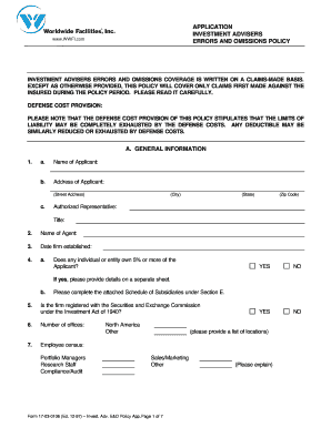 Investment Advisers Errors and Omissions Policy Application