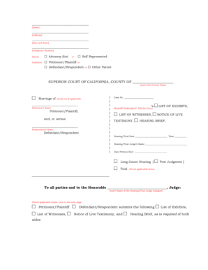 California Court Hearing Brief Template