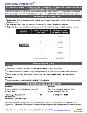 Formulario de Suscripción del Paciente para la Fundación ENcourage